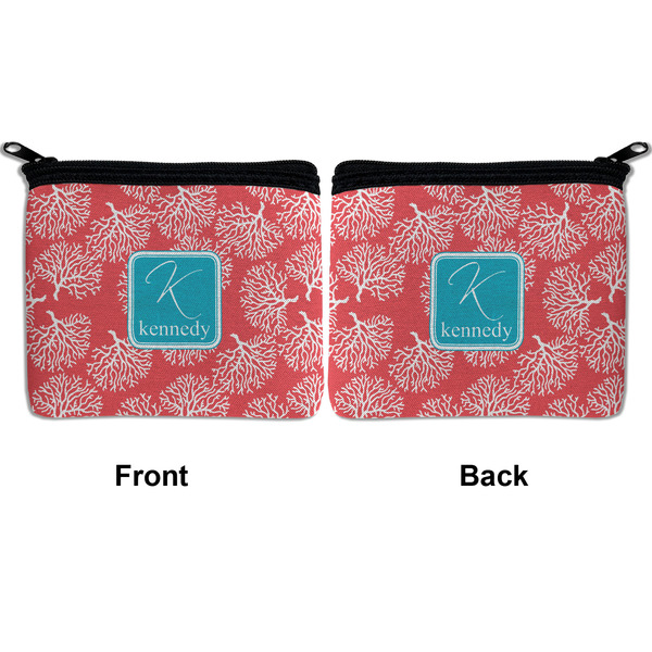 Coral & Teal Neoprene Coin Purse - Front & Back (APPROVAL)