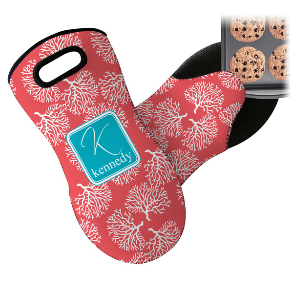 Coral & Teal Neoprene Oven Mitt