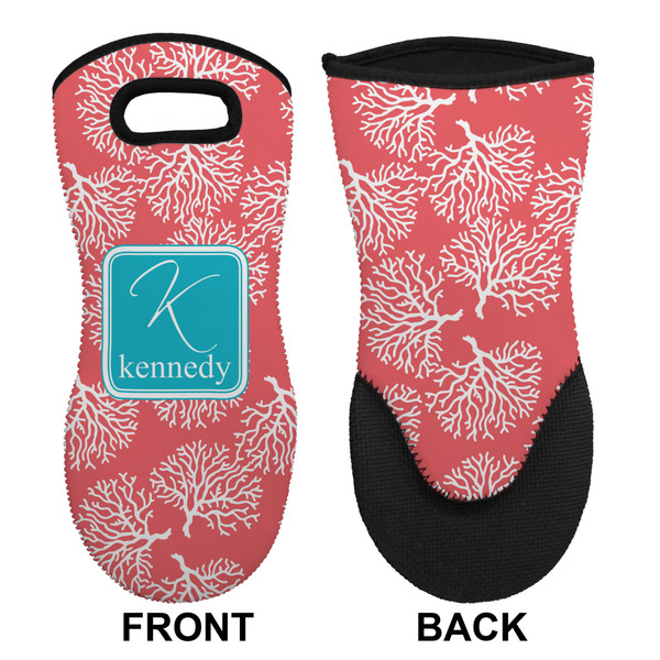 Coral & Teal Neoprene Oven Mitt (Front & Back)