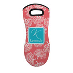 Coral & Teal Neoprene Oven Mitt - Single w/ Name and Initial