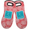 Coral & Teal Neoprene Oven Mitts - Set of 2 w/ Name and Initial