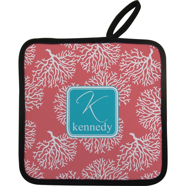 Coral & Teal Neoprene Pot Holder