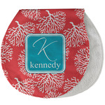 Coral & Teal Burp Pad - Velour w/ Name and Initial