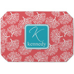 Coral & Teal Dining Table Mat - Octagon (Single-Sided) w/ Name and Initial