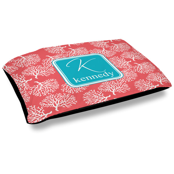 Custom Coral & Teal Dog Bed w/ Name and Initial