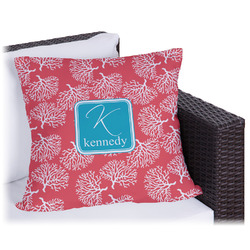 Coral & Teal Outdoor Pillow (Personalized)