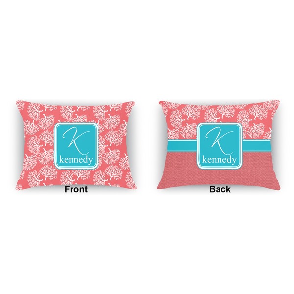 Coral & Teal  Outdoor Rectangular Throw Pillow (Front and Back)