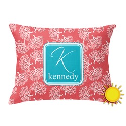Coral & Teal Outdoor Throw Pillow (Rectangular) (Personalized)