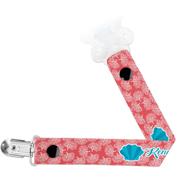 Custom Coral & Teal Pacifier Clip (Personalized)