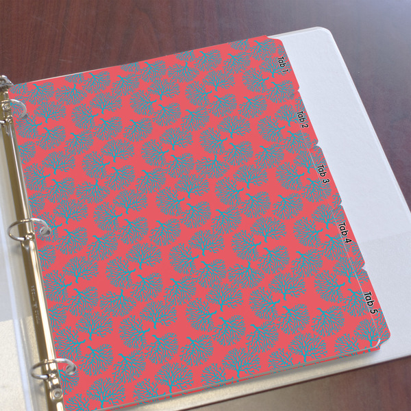 Coral & Teal Page Dividers - Set of 5 - In Context