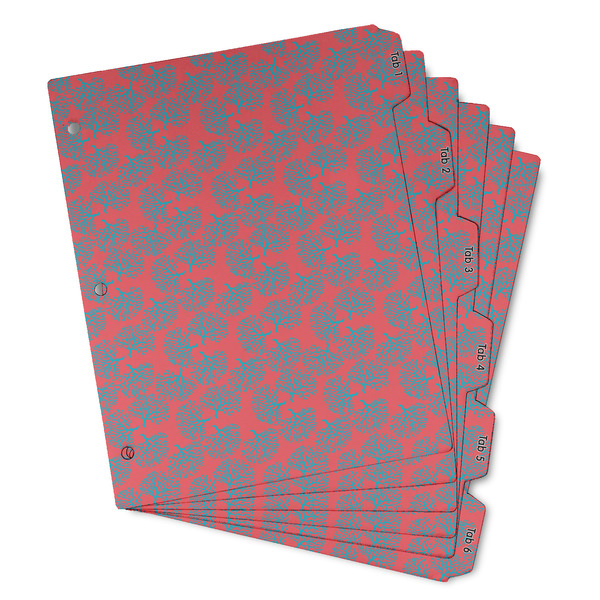 Custom Coral & Teal Binder Tab Divider - Set of 6 (Personalized)