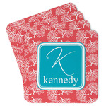 Coral & Teal Paper Coasters w/ Name and Initial