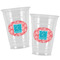 Coral & Teal Party Cups - 16oz - Alt View