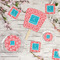 Coral & Teal Party Supplies Combination Image - All items - Plates, Coasters, Fans