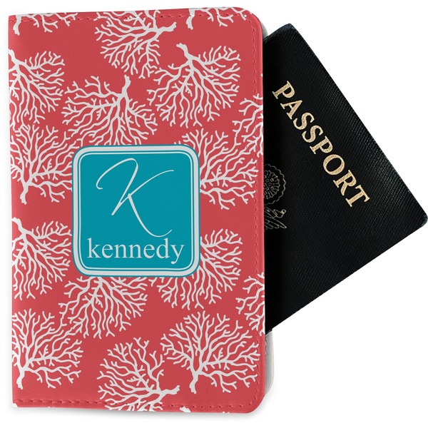 Custom Coral & Teal Passport Holder - Fabric (Personalized)