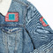 Coral & Teal Patches Lifestyle Jean Jacket Detail