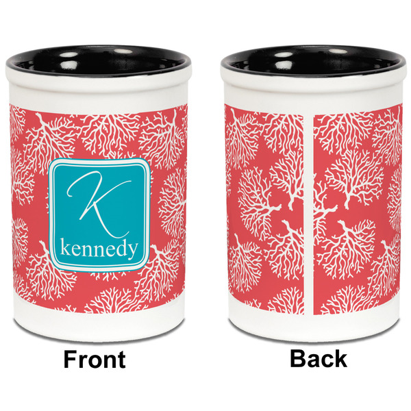 Coral & Teal Pencil Holder - Black - approval