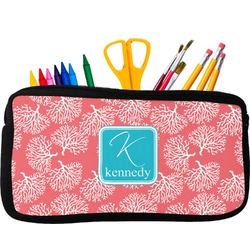 Coral & Teal Neoprene Pencil Case (Personalized)