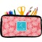 Coral & Teal Neoprene Pencil Case - Small w/ Name and Initial
