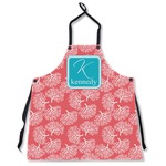 Coral & Teal Apron Without Pockets w/ Name and Initial
