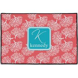 Coral & Teal Door Mat - 36"x24" (Personalized)
