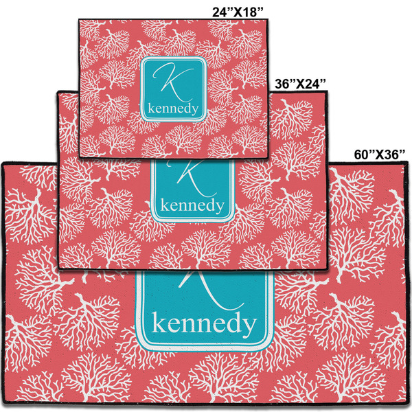 Coral & Teal Personalized Door Mat - Group Parent IMF