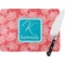 Coral & Teal Personalized Glass Cutting Board