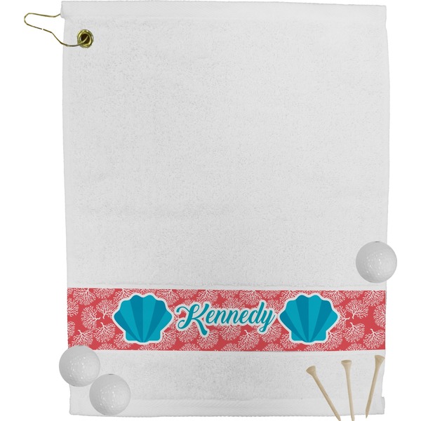 Custom Coral & Teal Golf Bag Towel (Personalized)