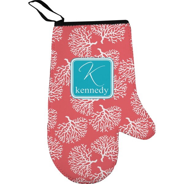Custom Coral & Teal Oven Mitt (Personalized)