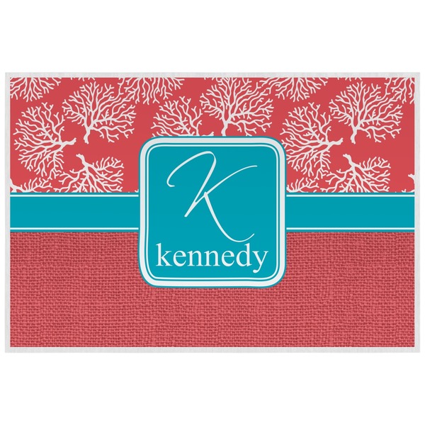Coral & Teal Personalized Placemat (Back)