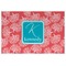 Coral & Teal Laminated Placemat w/ Name and Initial