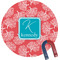 Coral & Teal Personalized Round Fridge Magnet