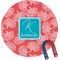 Coral & Teal Round Fridge Magnet (Personalized)