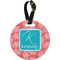 Coral & Teal Plastic Luggage Tag - Round (Personalized)