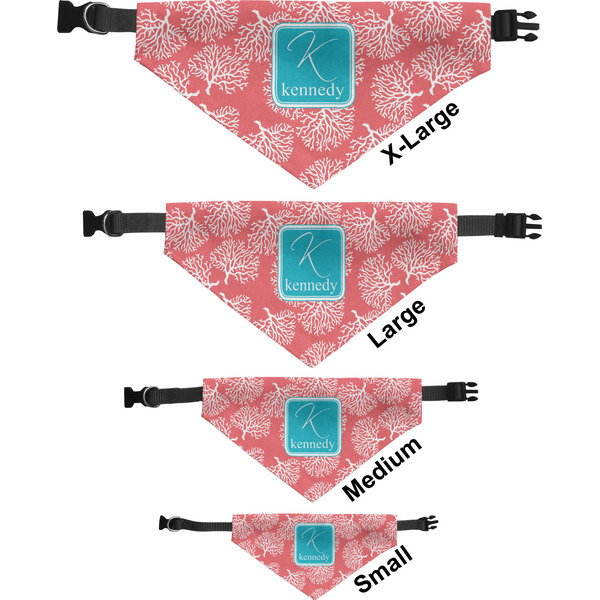 Coral & Teal Pet Bandana Sizes
