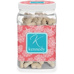 Coral & Teal Dog Treat Jar (Personalized)