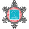 Coral & Teal Vintage Snowflake Ornament (Personalized)