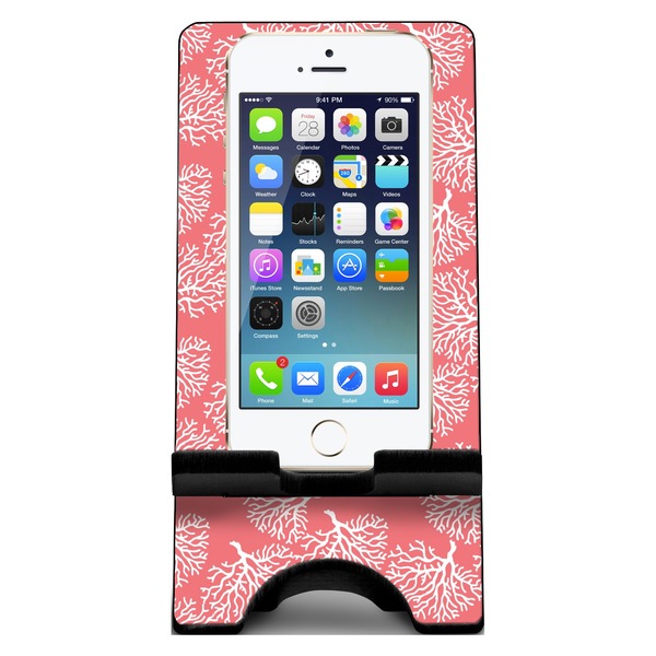 Coral & Teal Phone Stand w/ Phone