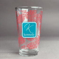 Coral & Teal Pint Glass - Full Print (Personalized)