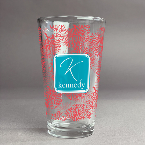 Custom Coral & Teal Pint Glass - Full Print (Personalized)