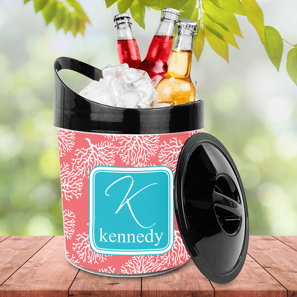 Coral & Teal Plastic Ice Bucket - LIFESTYLE