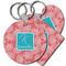Coral & Teal Plastic Keychains