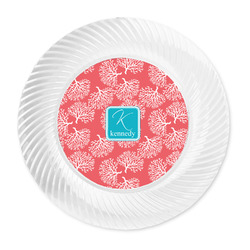Coral & Teal Plastic Party Dinner Plates - 10" (Personalized)