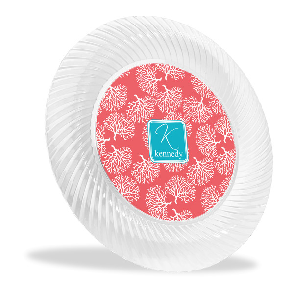 Custom Coral & Teal Plastic Party Dinner Plates - 10" (Personalized)