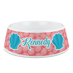 Coral & Teal Plastic Dog Bowl (Personalized)