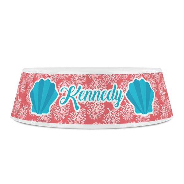 Coral & Teal Plastic Pet Bowls - Small - FRONT