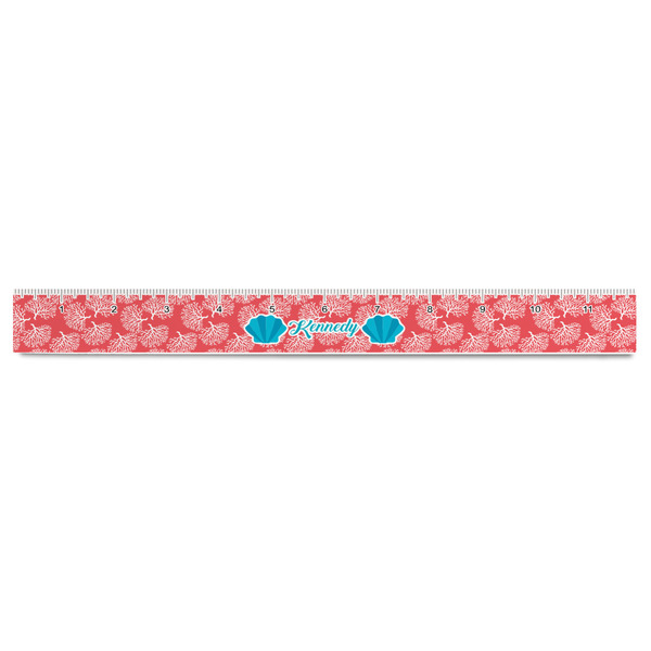 Coral & Teal Plastic Ruler - 12" - FRONT