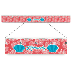Coral & Teal Plastic Ruler - 12" (Personalized)