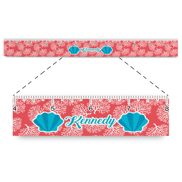 Custom Coral & Teal Plastic Ruler - 12" (Personalized)