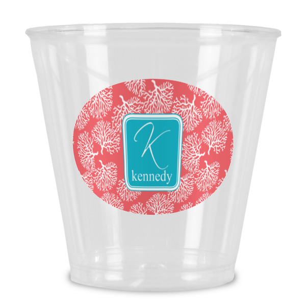 Custom Coral & Teal Plastic Shot Glass (Personalized)